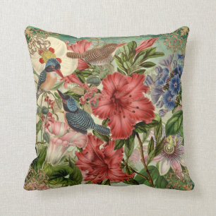 Almofada Floral Elegante, Aves, Travesseiro decorativo De T