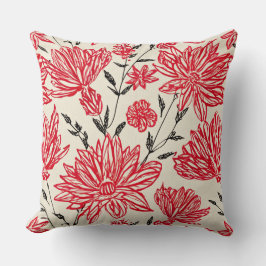 Almofada Floral em padrão vermelho