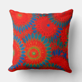 Almofada Floral exótico marroquino vermelho laranja verde t