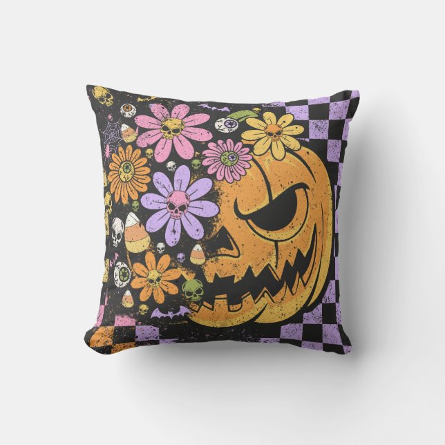 Almofada Floral Fall Pumpkin Halloween (Frente)