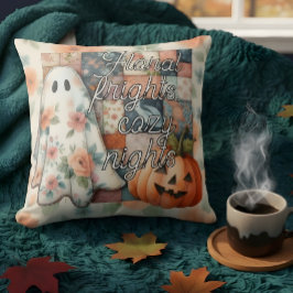 Almofada Floral Fright, Cozy Nights" Ghost & Pumpkin Patch