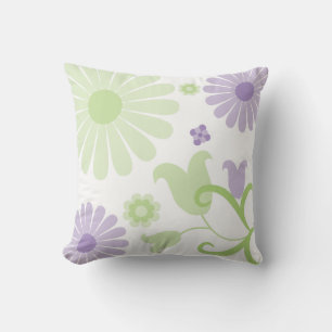 Almofada Floral Funky da lavanda abstrata do verde do