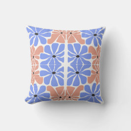 Almofada Floral Geométrico Moderno - Padrão Azul e Bege