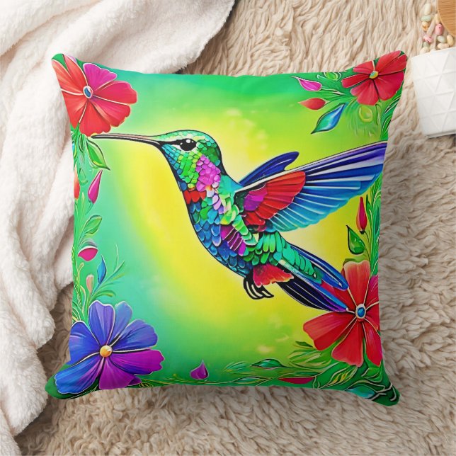 Almofada Floral Hummingbird Art Design (Cobertor)