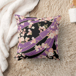 Almofada Floral Kimono Padrão Violet Rosa