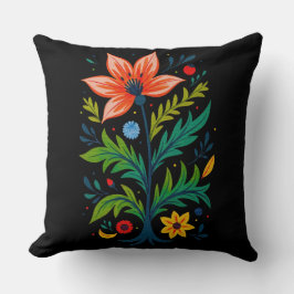 Almofada Floral Mal-humorada Arte Folclórica Botânica Vinta