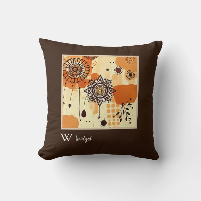 Almofada Floral Mandala Autumn Rusthy Terthy Tones (Frente)