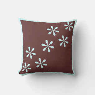 almofada floral marrom e azul / azul turquesa