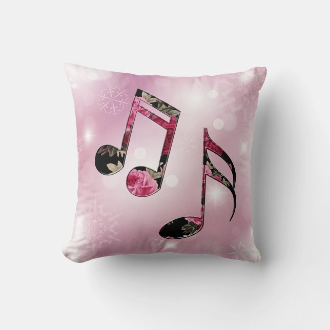 Almofada Floral Music Notes Pink Snowflakes (Frente)