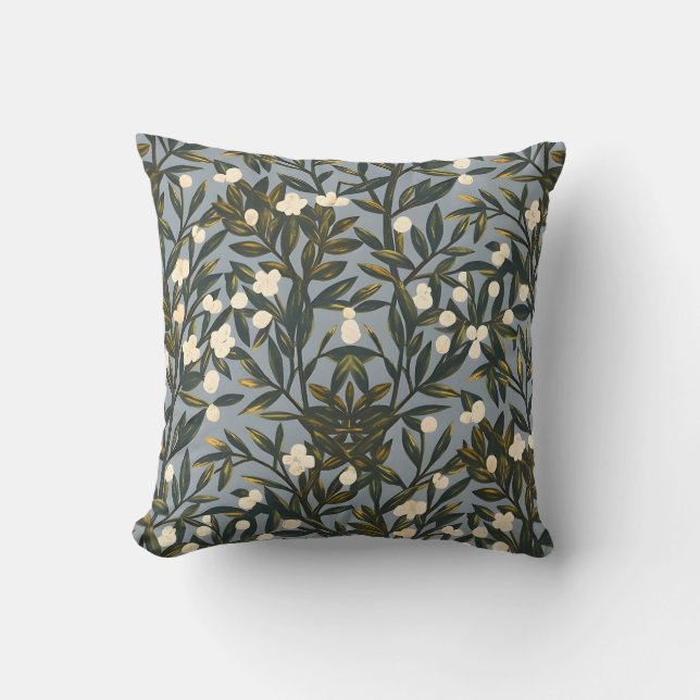 Almofada Floral pattern on  dusty blue-gray background (Frente)