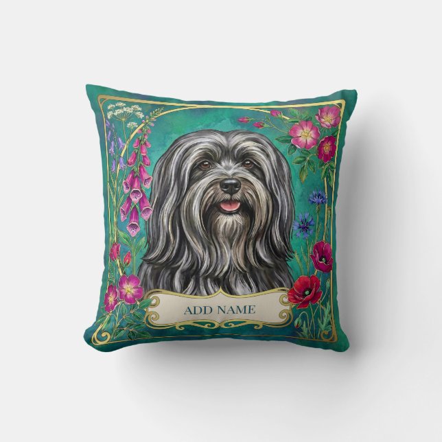 Almofada Floral Personalizada Cinza Escuro Lhasa A (Frente)