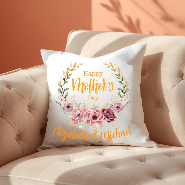 Almofada Floral Personalizada Feliz Dia das Mães (Criador carregado)