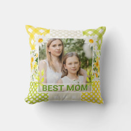 Almofada Floral & Plaid Photo Frame Mother's Day