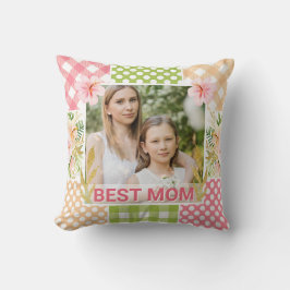 Almofada Floral & Plaid Photo Frame Mother's Day