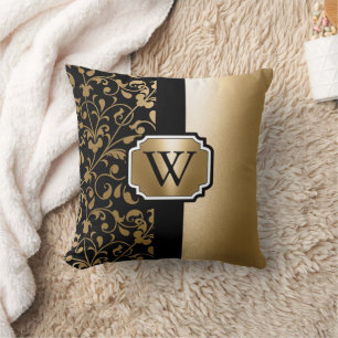 Almofada Floral Preto e Ouro