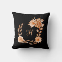 Floral Preto Marrom e Bege Monogramado