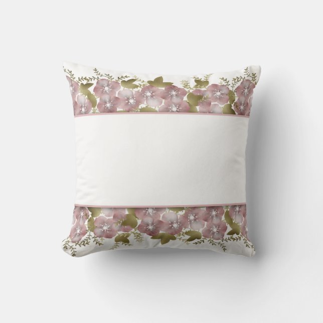 Almofada Floral primavera de flores rosa-de-verão borla ver (Frente)