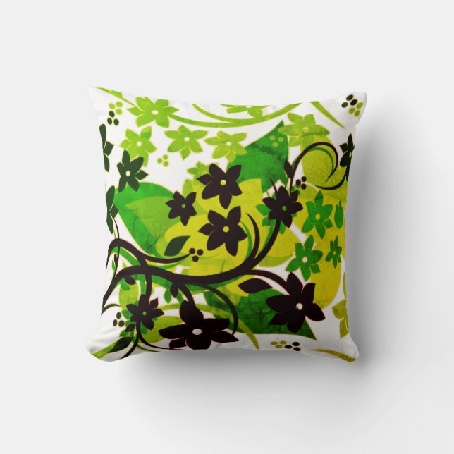 Almofada [Floral Retro] Design Gráfico Botânico de 1974 (Frente)
