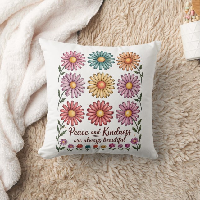 Almofada Floral Retro Paz e Bondade (Cobertor)
