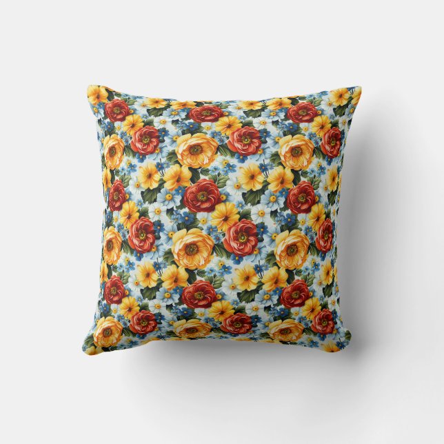 Almofada Floral Romântica com Design de Jardim de Verão (Verso)