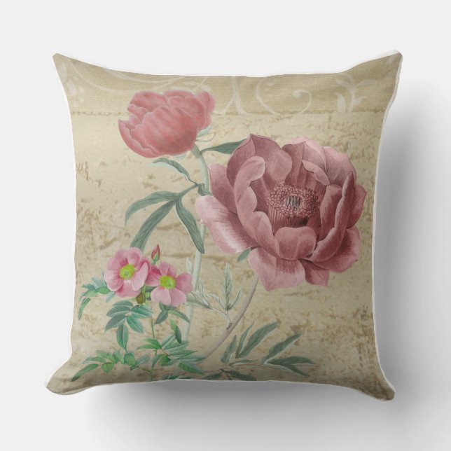 Almofada Floral Rosa Antiga | Jardim de Casa Elega (Frente)
