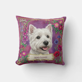 Almofada Floral Rosa Personalizada do Cão West Hig