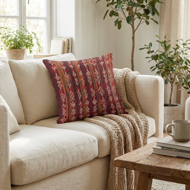 Almofada Floral rustic geometric botanical boho pattern (Criador carregado)