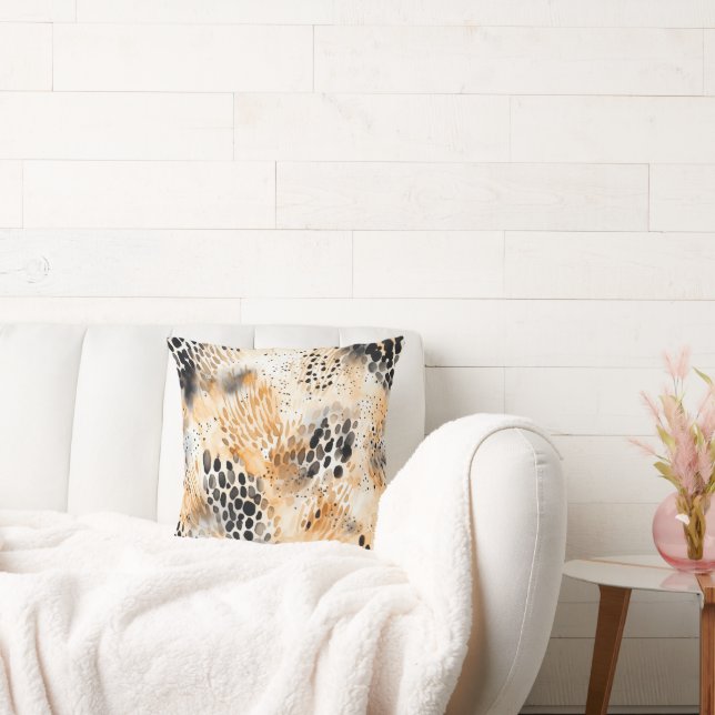 Almofada Floral Selvagem Negra-Leopardo (Sofá)
