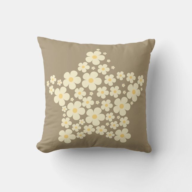 Almofada Floral Star Pillow – Beige Botanical Home Decor  (Frente)