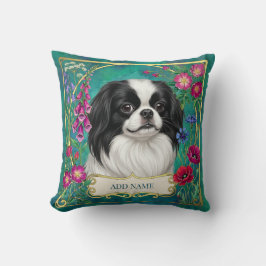 Almofada Floral Teal Personalizada Japanese Chin
