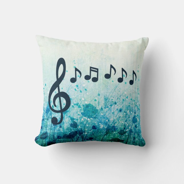 Almofada Floral Treble Clef e Music Notes (Frente)