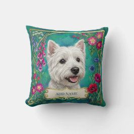 Almofada Floral Turquesa Personalizada do Cão West