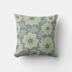 Almofada Floral Verde Azul da Imagem Retroativa