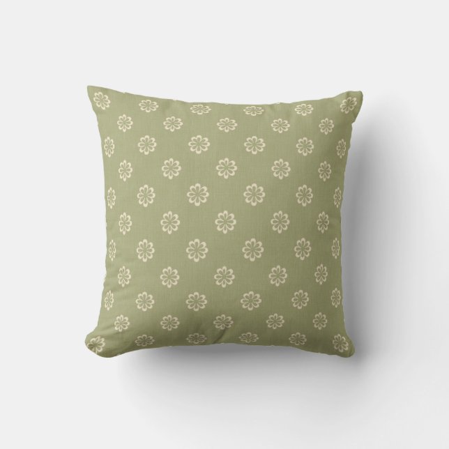Almofada Floral Verde de Vintage Simples (Frente)