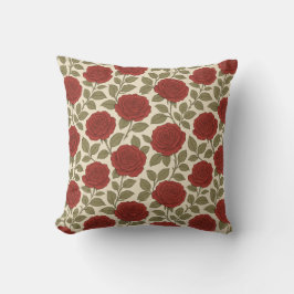 Almofada Floral Vermelho Rosa do Jardim Vitoriano