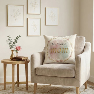 Almofada Floral Watercolor Mom Quote Pillow Design