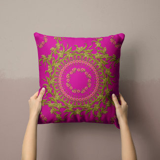 Almofada Floral Wreath Travesseiro em Fuchsia