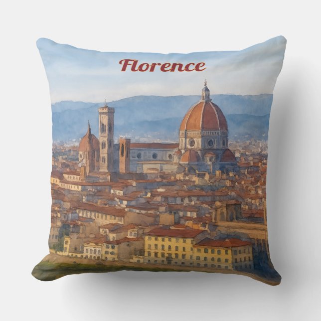 Almofada Florence Aquarela Silhueta do Duomo (Frente)