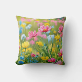 Almofada Flores Amarelas Azuis Cor-de-Rosa 2025