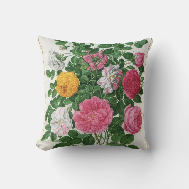 Almofada Flores Antigas em Flor, Rosas de Jardim de Primave (Frente)