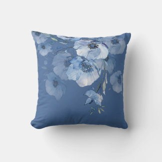 Almofada Flores Artísticas de Aquarela Azul