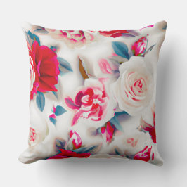 Almofada Flores atmosfera floral, cor-de-rosa, vermelha, mo
