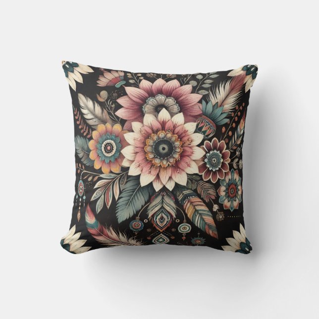 Almofada Flores Boho Noturnas (Frente)