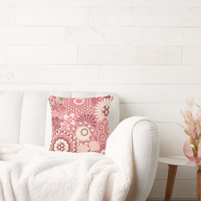 Almofada Flores/Bolinhas rosa | Travesseiro decorativo deco (Sofá)