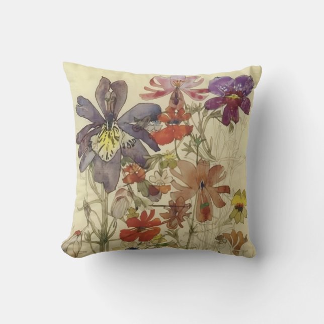 Almofada Flores Borboleta por Charles Mackintosh (Frente)