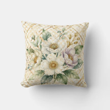 Flores Brancas Elegantes, Padrão de Treliça Dourad