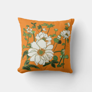Almofada Flores brancas em laranja