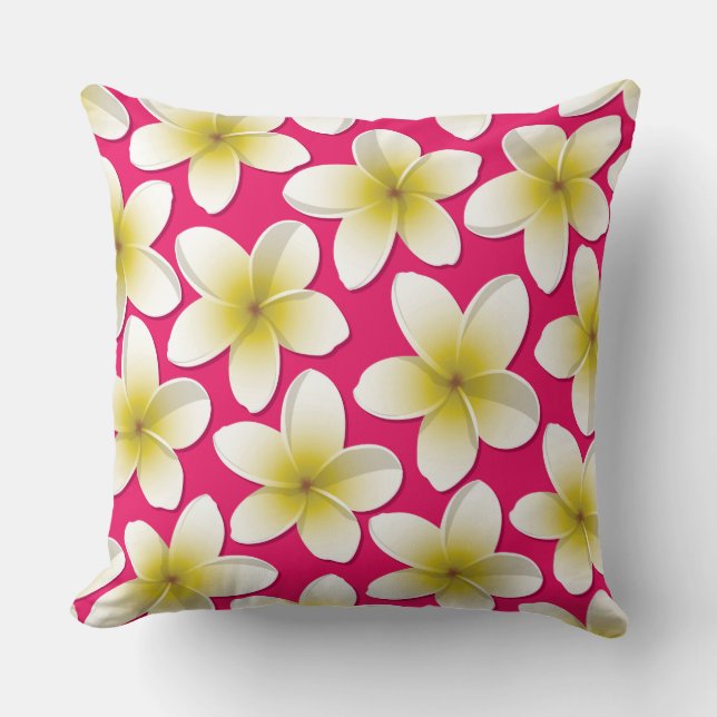 Almofada Flores Brilhantes Frangipani/ Plumeria (Frente)
