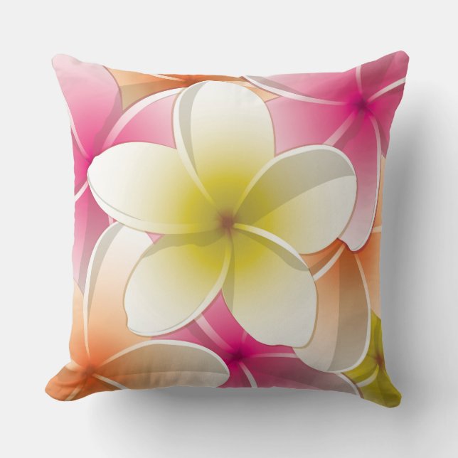 Almofada Flores Brilhantes Frangipani/ Plumeria (Frente)