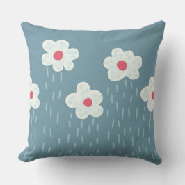 Almofada Flores Chovendo Espingarda Azul Azul Divertido